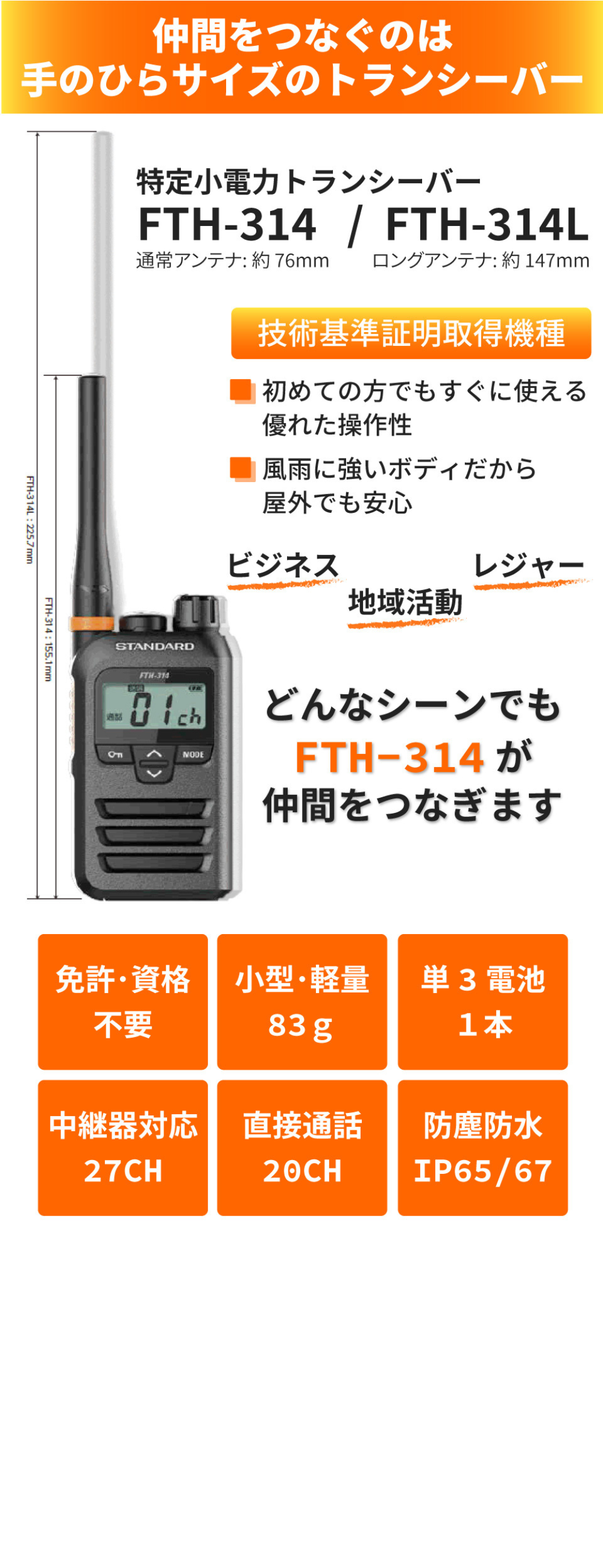 FTH-314/314L 特定小電力トランシーバー STANDARD TELCOMSHOP